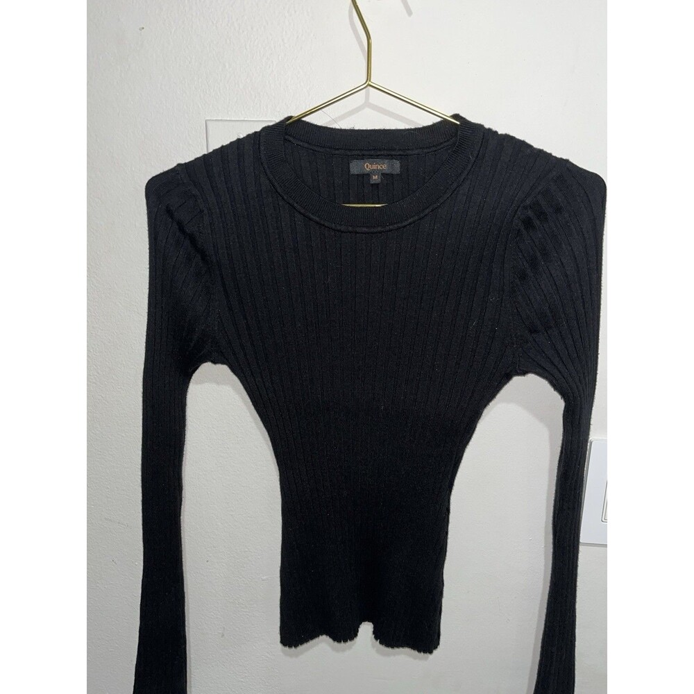 Quince Cotton Cashmere Ribbed Long Sleeve Sweater M Minimalist Basic Top New 2ab